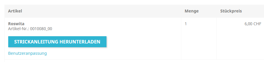 Kundenbereich Bestellungen